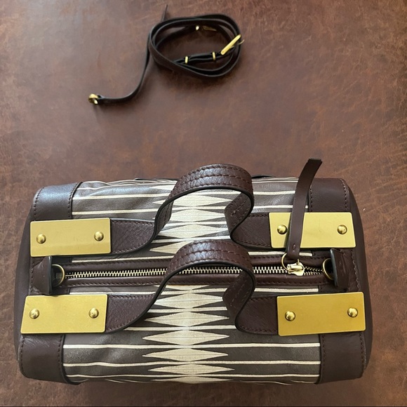 Tory Burch one of a kind brown and white top handle bag - Picture 2 of 16